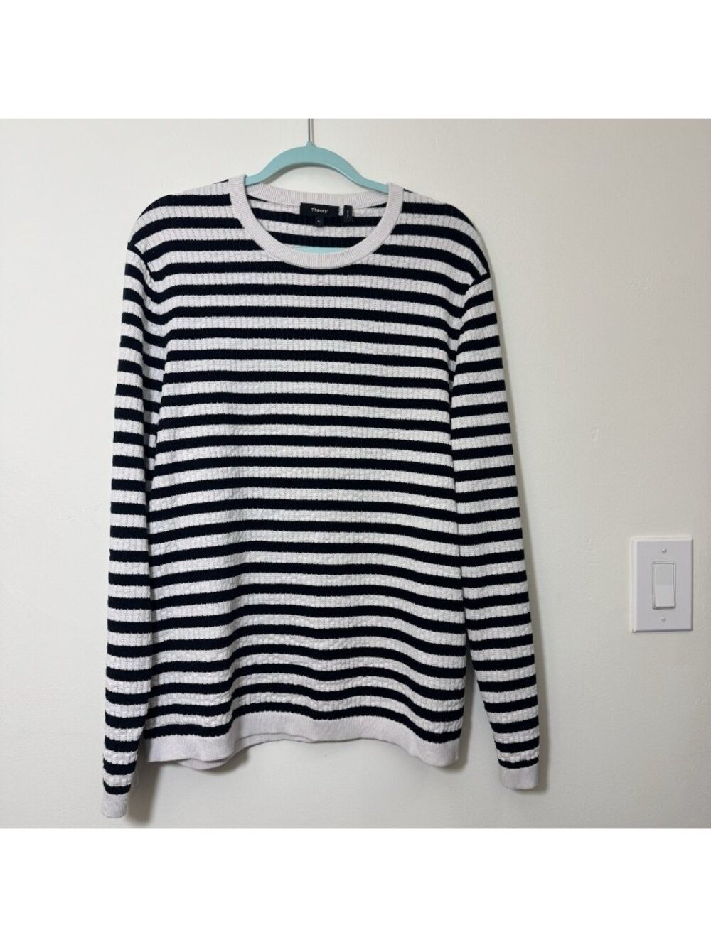 Theory Striped Pullover Sweater Women’s Size XL Crew-Neck Long Sleeves